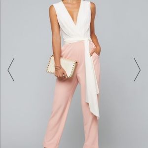 Two-Tone Bebe Colorblock jumpsuit